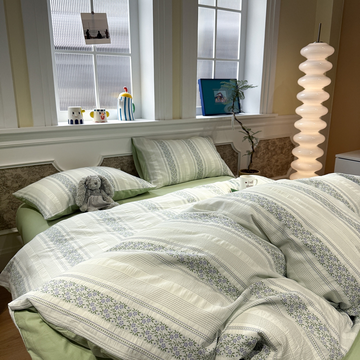 91家纺网 家纺一手货源 找家纺 珺柔家纺 2026新款A版色织提花B版水洗棉四件套 韶华