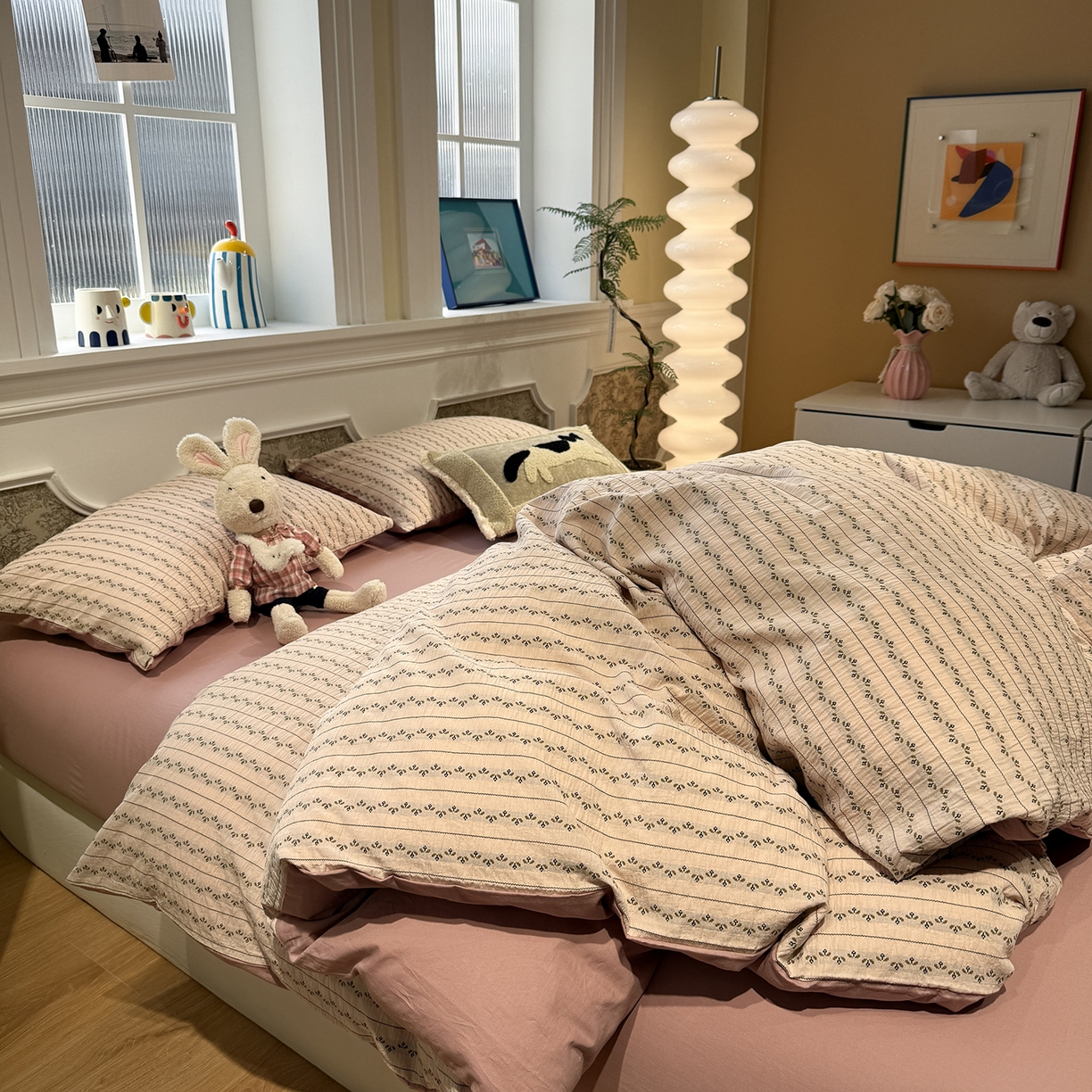 91家纺网 家纺一手货源 找家纺 珺柔家纺 2026新款A版色织提花B版水洗棉四件套 星梅