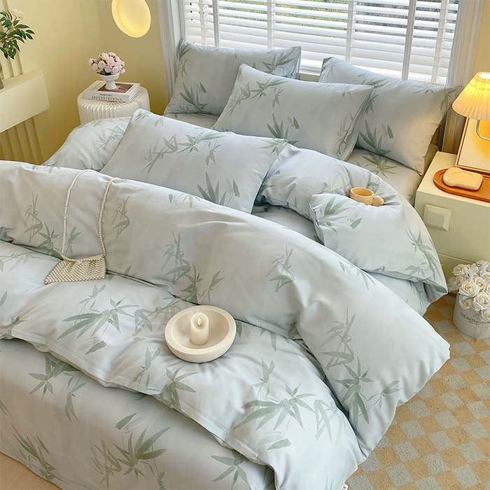 91家纺网 家纺一手货源 找家纺 春皖家纺 2026高端直播热卖非遗A类全棉老粗布加厚床单款三件套-普通款四件套 竹影