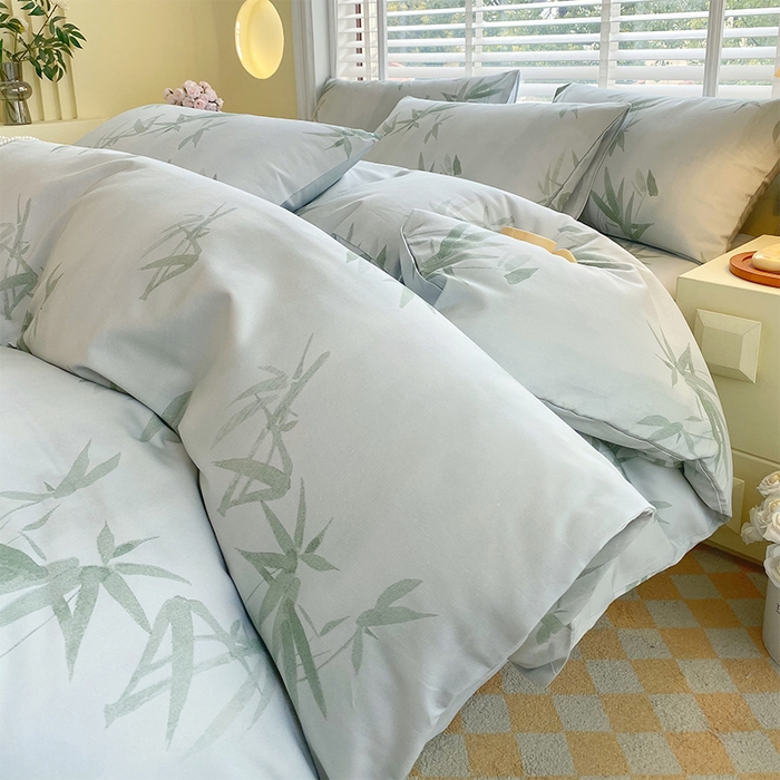 91家纺网 家纺一手货源 找家纺 春皖家纺 2026高端直播热卖非遗A类全棉老粗布加厚床单款三件套-普通款四件套 竹影