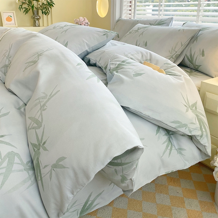 91家纺网 家纺一手货源 找家纺 春皖家纺 2026高端直播热卖非遗A类全棉老粗布加厚床单款三件套-普通款四件套 竹影