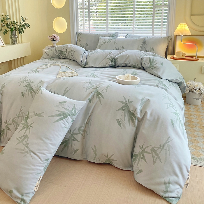 91家纺网 家纺一手货源 找家纺 春皖家纺 2026高端直播热卖非遗A类全棉老粗布加厚床单款三件套-普通款四件套 竹影