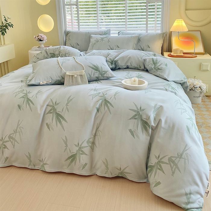 91家纺网 家纺一手货源 找家纺 春皖家纺 2026高端直播热卖非遗A类全棉老粗布加厚床单款三件套-普通款四件套 竹影