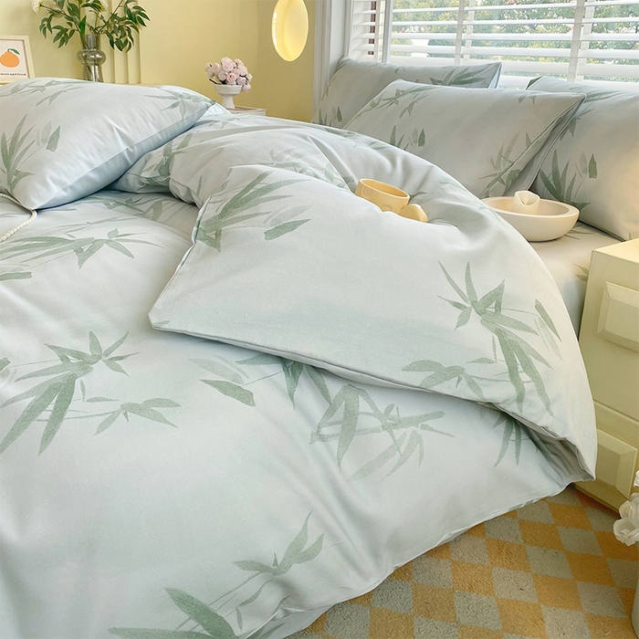 91家纺网 家纺一手货源 找家纺 春皖家纺 2026高端直播热卖非遗A类全棉老粗布加厚床单款三件套-普通款四件套 竹影