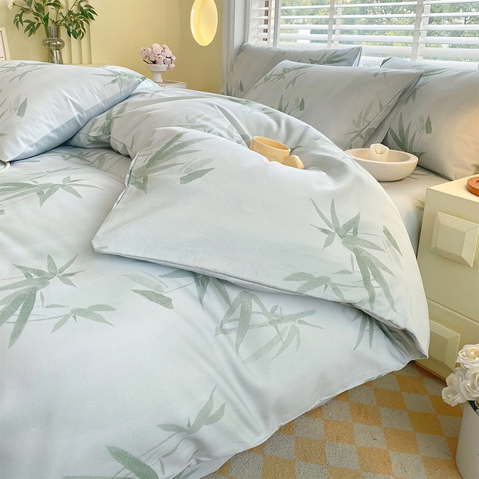 91家纺网 家纺一手货源 找家纺 春皖家纺 2026高端直播热卖非遗A类全棉老粗布加厚床单款三件套-普通款四件套 竹影