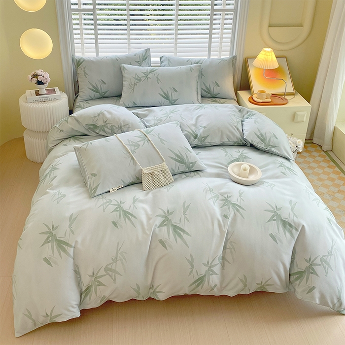 91家纺网 家纺一手货源 找家纺 春皖家纺 2026高端直播热卖非遗A类全棉老粗布加厚床单款三件套-普通款四件套 竹影