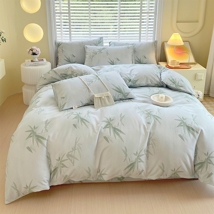 91家纺网 家纺一手货源 找家纺 春皖家纺 2026高端直播热卖非遗A类全棉老粗布加厚床单款三件套-普通款四件套 竹影