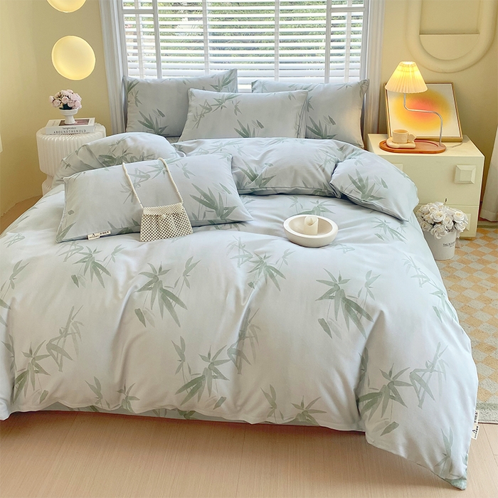 91家纺网 家纺一手货源 找家纺 春皖家纺 2026高端直播热卖非遗A类全棉老粗布加厚床单款三件套-普通款四件套 竹影