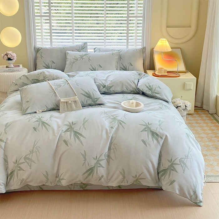 91家纺网 家纺一手货源 找家纺 春皖家纺 2026高端直播热卖非遗A类全棉老粗布加厚床单款三件套-普通款四件套 竹影