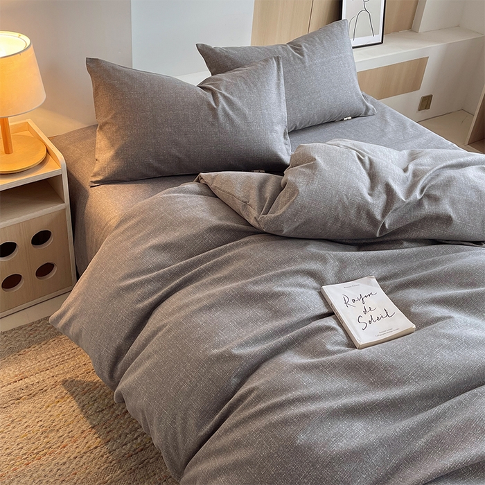 91家纺网 家纺一手货源 找家纺 春皖家纺 2026高端直播热卖非遗A类全棉老粗布加厚床单款三件套-普通款四件套 灰次郎