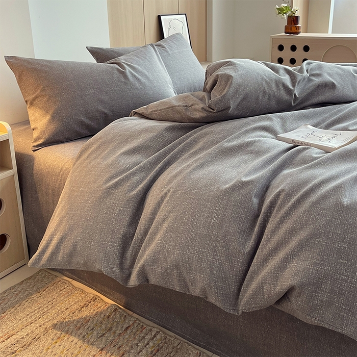 91家纺网 家纺一手货源 找家纺 春皖家纺 2026高端直播热卖非遗A类全棉老粗布加厚床单款三件套-普通款四件套 灰次郎