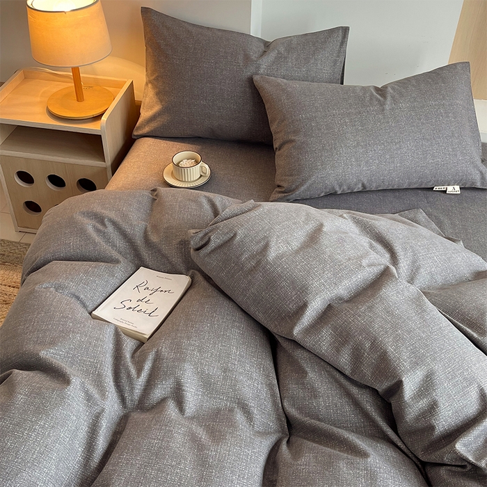 91家纺网 家纺一手货源 找家纺 春皖家纺 2026高端直播热卖非遗A类全棉老粗布加厚床单款三件套-普通款四件套 灰次郎