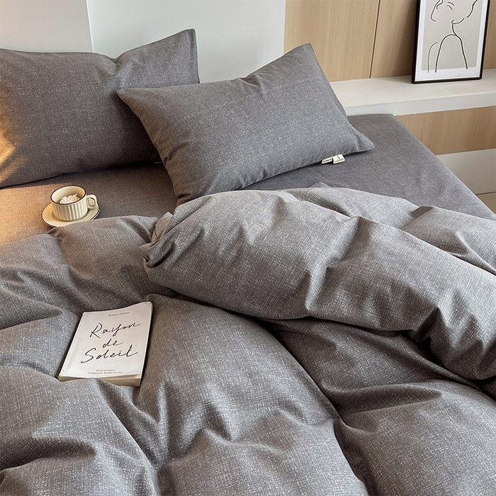 91家纺网 家纺一手货源 找家纺 春皖家纺 2026高端直播热卖非遗A类全棉老粗布加厚床单款三件套-普通款四件套 灰次郎