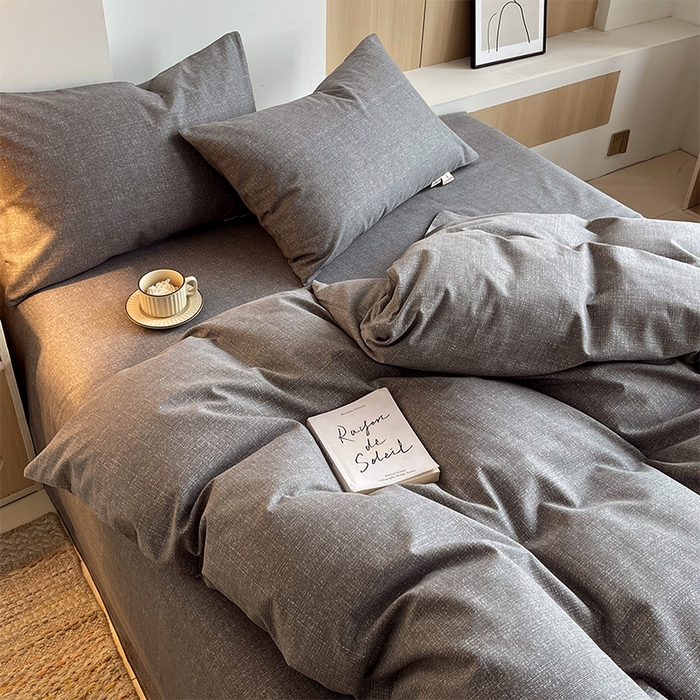 91家纺网 家纺一手货源 找家纺 春皖家纺 2026高端直播热卖非遗A类全棉老粗布加厚床单款三件套-普通款四件套 灰次郎