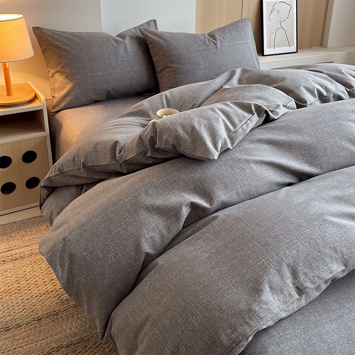 91家纺网 家纺一手货源 找家纺 春皖家纺 2026高端直播热卖非遗A类全棉老粗布加厚床单款三件套-普通款四件套 灰次郎