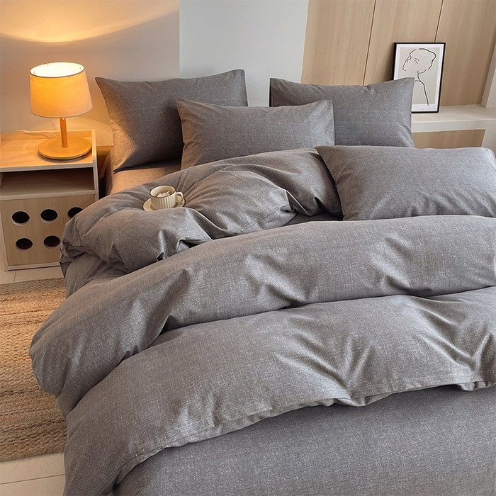 91家纺网 家纺一手货源 找家纺 春皖家纺 2026高端直播热卖非遗A类全棉老粗布加厚床单款三件套-普通款四件套 灰次郎