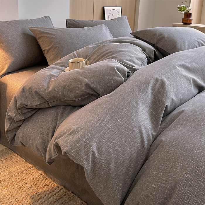 91家纺网 家纺一手货源 找家纺 春皖家纺 2026高端直播热卖非遗A类全棉老粗布加厚床单款三件套-普通款四件套 灰次郎