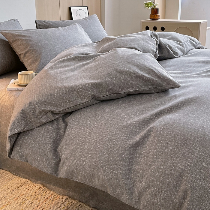 91家纺网 家纺一手货源 找家纺 春皖家纺 2026高端直播热卖非遗A类全棉老粗布加厚床单款三件套-普通款四件套 灰次郎