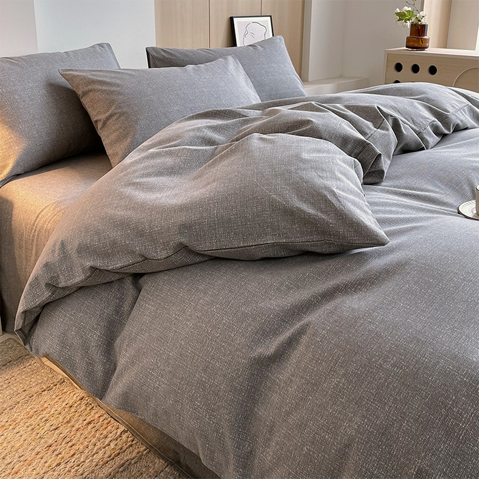 91家纺网 家纺一手货源 找家纺 春皖家纺 2026高端直播热卖非遗A类全棉老粗布加厚床单款三件套-普通款四件套 灰次郎