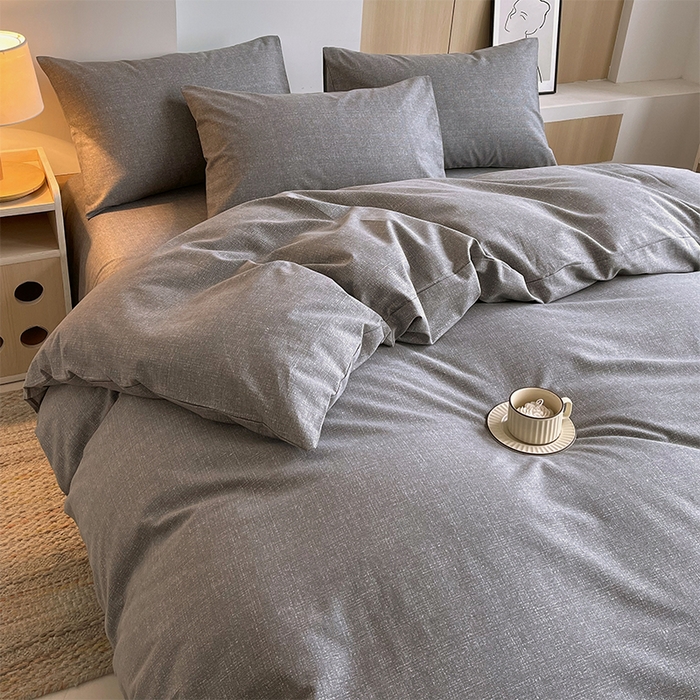 91家纺网 家纺一手货源 找家纺 春皖家纺 2026高端直播热卖非遗A类全棉老粗布加厚床单款三件套-普通款四件套 灰次郎