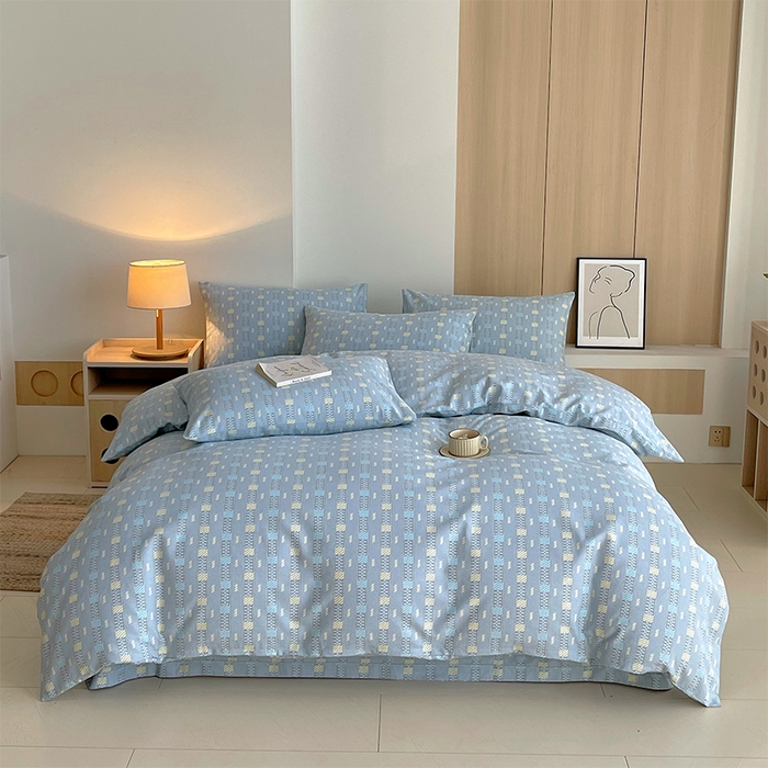 春皖家纺 2026高端直播热卖非遗A类全棉老粗布加厚床单款三件套-普通款四件套 简希灰