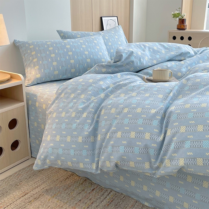 91家纺网 家纺一手货源 找家纺 春皖家纺 2026高端直播热卖非遗A类全棉老粗布加厚床单款三件套-普通款四件套 简希灰