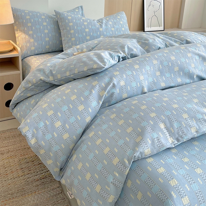 91家纺网 家纺一手货源 找家纺 春皖家纺 2026高端直播热卖非遗A类全棉老粗布加厚床单款三件套-普通款四件套 简希灰