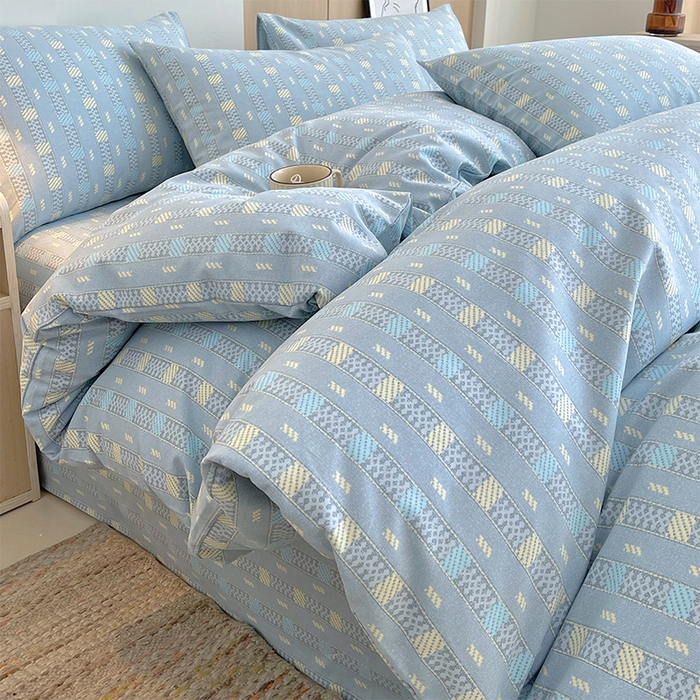 91家纺网 家纺一手货源 找家纺 春皖家纺 2026高端直播热卖非遗A类全棉老粗布加厚床单款三件套-普通款四件套 简希灰