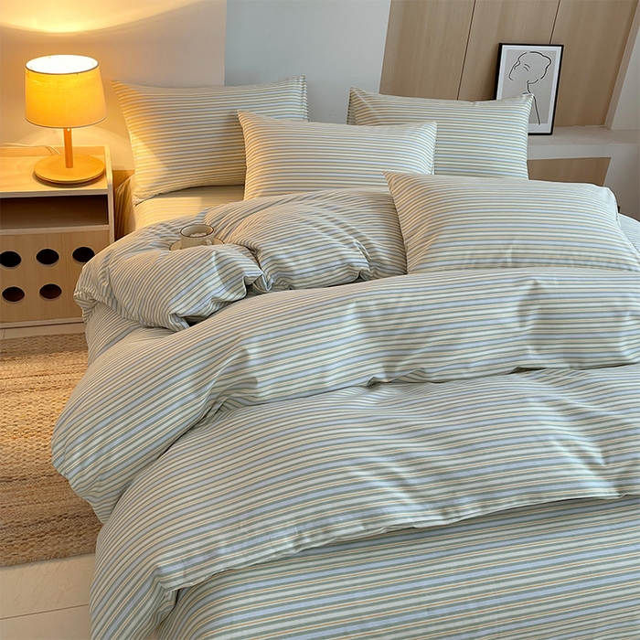 91家纺网 家纺一手货源 找家纺 春皖家纺 2026高端直播热卖非遗A类全棉老粗布加厚床单款三件套-普通款四件套 琴南