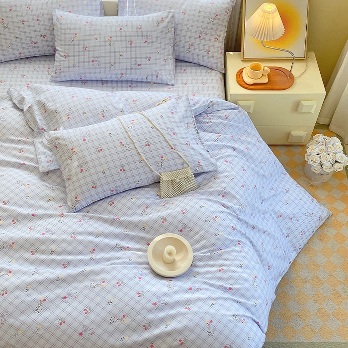 91家纺网 家纺一手货源 找家纺 春皖家纺 2026高端直播热卖非遗A类全棉老粗布加厚床单款三件套-普通款四件套 清新