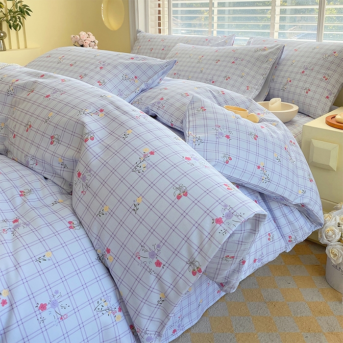 91家纺网 家纺一手货源 找家纺 春皖家纺 2026高端直播热卖非遗A类全棉老粗布加厚床单款三件套-普通款四件套 清新