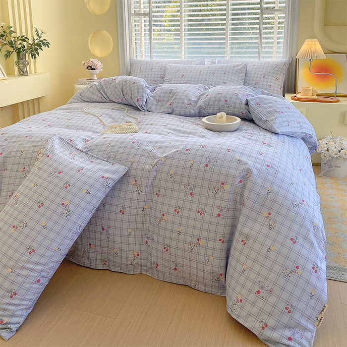 91家纺网 家纺一手货源 找家纺 春皖家纺 2026高端直播热卖非遗A类全棉老粗布加厚床单款三件套-普通款四件套 清新