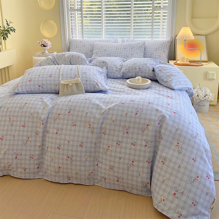 91家纺网 家纺一手货源 找家纺 春皖家纺 2026高端直播热卖非遗A类全棉老粗布加厚床单款三件套-普通款四件套 清新