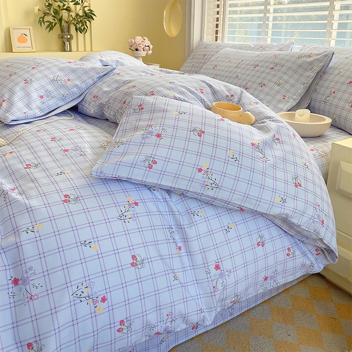 91家纺网 家纺一手货源 找家纺 春皖家纺 2026高端直播热卖非遗A类全棉老粗布加厚床单款三件套-普通款四件套 清新