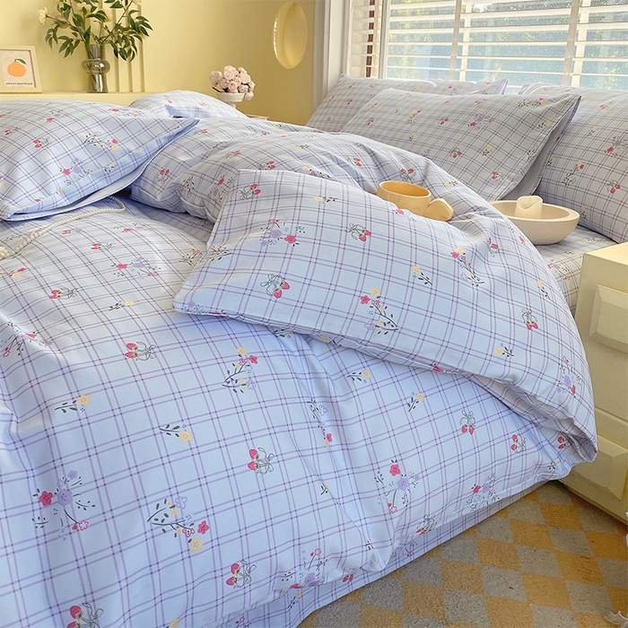 91家纺网 家纺一手货源 找家纺 春皖家纺 2026高端直播热卖非遗A类全棉老粗布加厚床单款三件套-普通款四件套 清新