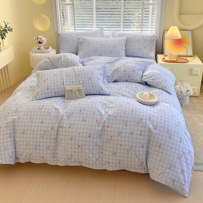 91家纺网 家纺一手货源 找家纺 春皖家纺 2026高端直播热卖非遗A类全棉老粗布加厚床单款三件套-普通款四件套 清新