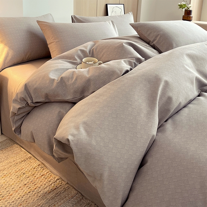 91家纺网 家纺一手货源 找家纺 春皖家纺 2026高端直播热卖非遗A类全棉老粗布加厚床单款三件套-普通款四件套 萎格咖