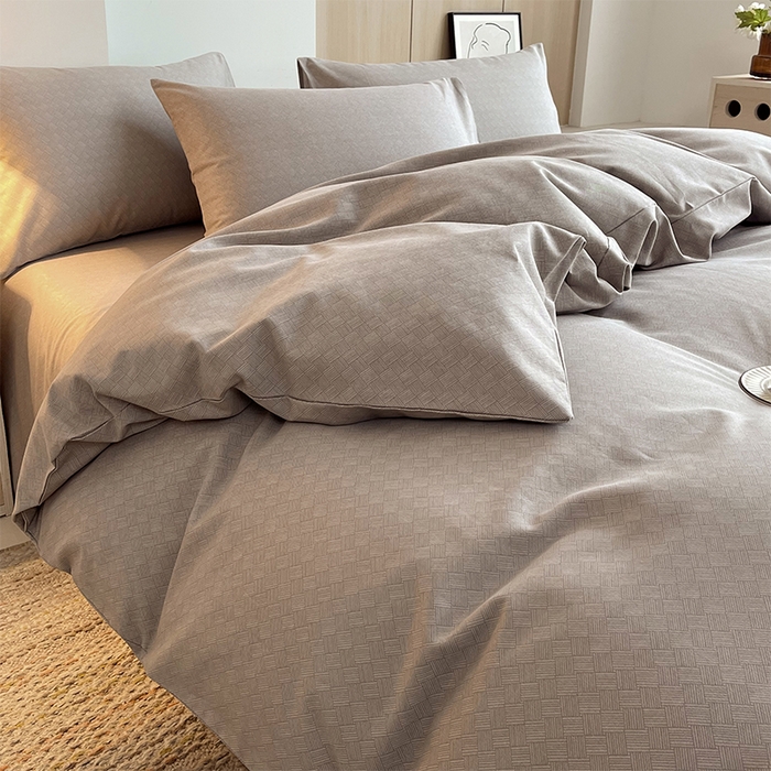 91家纺网 家纺一手货源 找家纺 春皖家纺 2026高端直播热卖非遗A类全棉老粗布加厚床单款三件套-普通款四件套 萎格咖