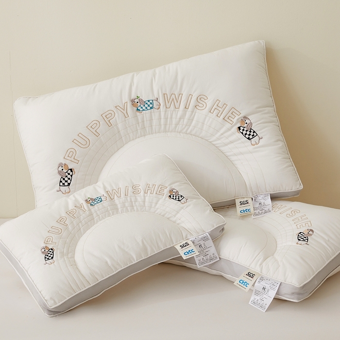 （总）小桃姐家纺 2025新款刺绣顽皮狗亲子枕头枕芯