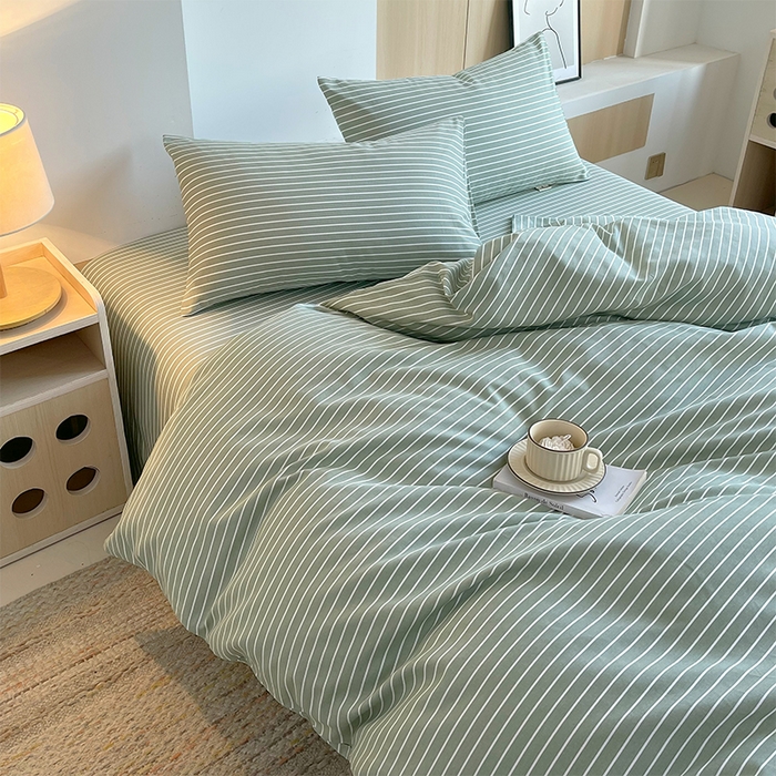 91家纺网 家纺一手货源 找家纺 春皖家纺 2026高端直播热卖非遗A类全棉老粗布加厚床单款三件套-普通款四件套 细川绿