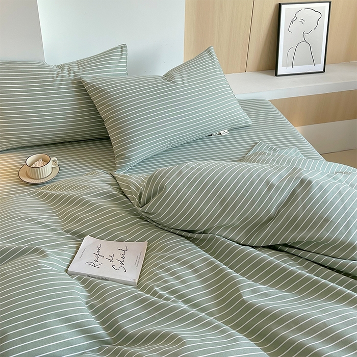 91家纺网 家纺一手货源 找家纺 春皖家纺 2026高端直播热卖非遗A类全棉老粗布加厚床单款三件套-普通款四件套 细川绿