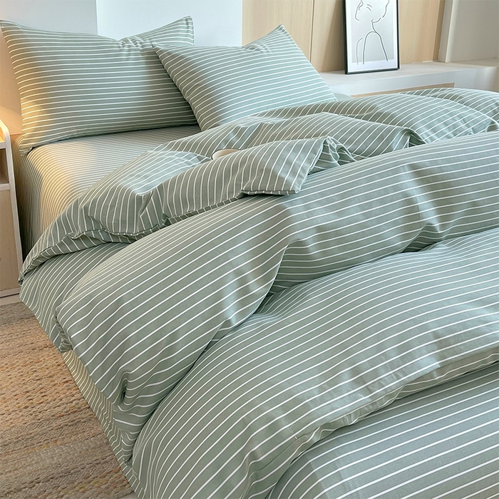 91家纺网 家纺一手货源 找家纺 春皖家纺 2026高端直播热卖非遗A类全棉老粗布加厚床单款三件套-普通款四件套 细川绿