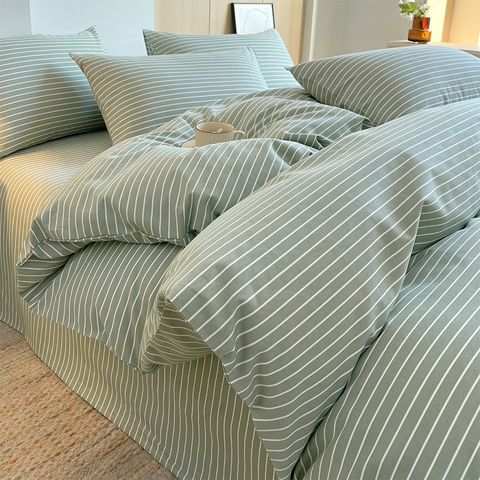 91家纺网 家纺一手货源 找家纺 春皖家纺 2026高端直播热卖非遗A类全棉老粗布加厚床单款三件套-普通款四件套 细川绿