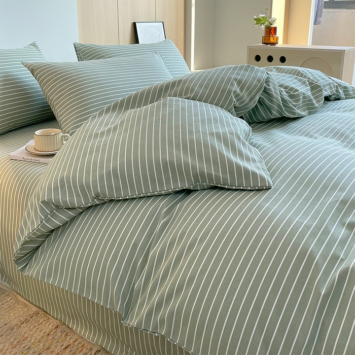 91家纺网 家纺一手货源 找家纺 春皖家纺 2026高端直播热卖非遗A类全棉老粗布加厚床单款三件套-普通款四件套 细川绿