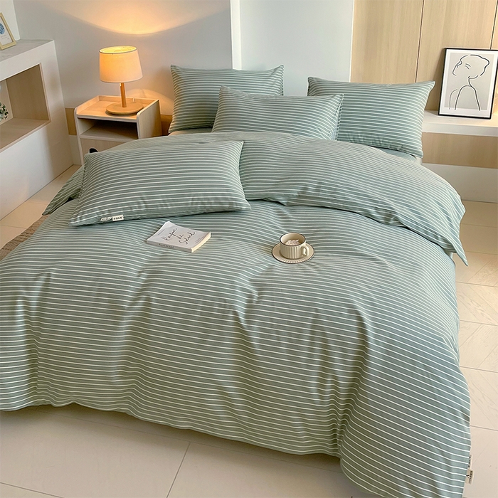 91家纺网 家纺一手货源 找家纺 春皖家纺 2026高端直播热卖非遗A类全棉老粗布加厚床单款三件套-普通款四件套 细川绿