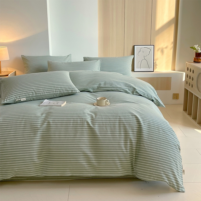 91家纺网 家纺一手货源 找家纺 春皖家纺 2026高端直播热卖非遗A类全棉老粗布加厚床单款三件套-普通款四件套 细川绿