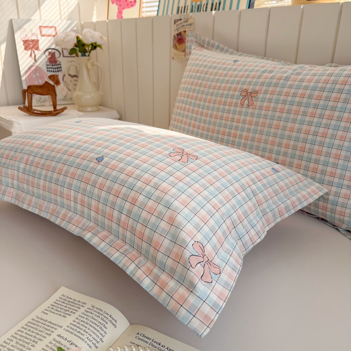 91家纺网 家纺一手货源 找家纺 百寐 2026新款13372全棉信封印花系列枕套 蝴蝶结