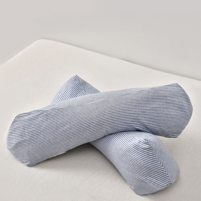 91家纺网 家纺一手货源 找家纺 小桃姐家纺 2025新款全棉纯棉条纹日式无印风荞麦枕三角大凉山荞麦枕 花草枕 颈椎枕 护颈枕 沙发枕 午休枕头 全棉苦荞三角枕-条纹蓝