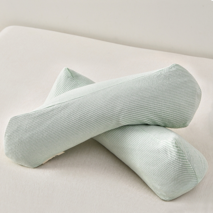 91家纺网 家纺一手货源 找家纺 小桃姐家纺 2025新款全棉纯棉条纹日式无印风荞麦枕三角大凉山荞麦枕 花草枕 颈椎枕 护颈枕 沙发枕 午休枕头 全棉苦荞三角枕-条纹绿