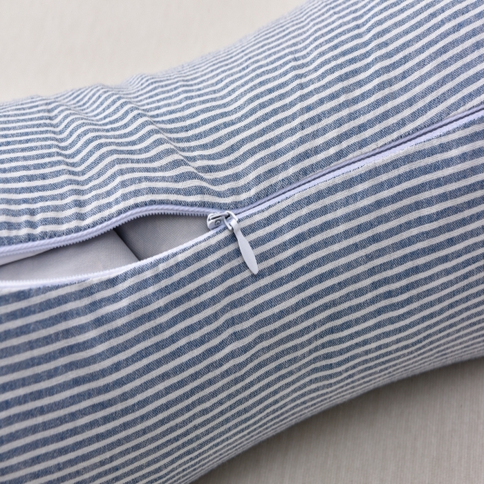 91家纺网 家纺一手货源 找家纺 小桃姐家纺 2025新款全棉纯棉条纹日式无印风荞麦枕三角大凉山荞麦枕 花草枕 颈椎枕 护颈枕 沙发枕 午休枕头 全棉苦荞三角枕-条纹蓝